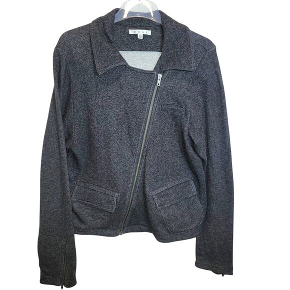 Cabi #775 Moto Jacket Asymmetrical Zip French Terry Knit Sz XL Charcoal Gray - Picture 5 of 16